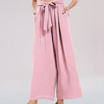 Summe Wide Leg Dress Pants for Women High Waisted Palazzo Casual Work Pants Beach Trousers with Pocket