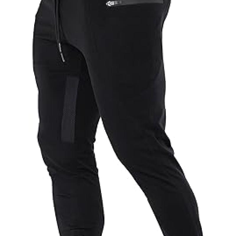 Mens Joggers Sweatpants Slim Fit Workout Training Thigh Mesh Gym Jogger Pants with Zipper Pockets
