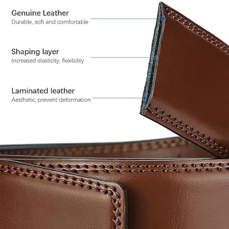 Mens Belt Leather Ratchet 1 3/8'' Belt For Men Gift Dress and Casual with Adjustable Buckle, Trim to Fit