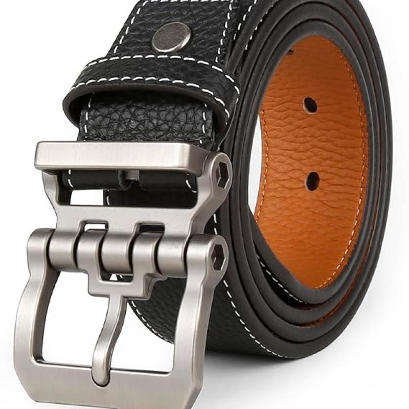 Belts for Men Big and Tall, Mens Belt Leather for Casual Jeans Dress Work All Size 28"-64" Black Brown Width