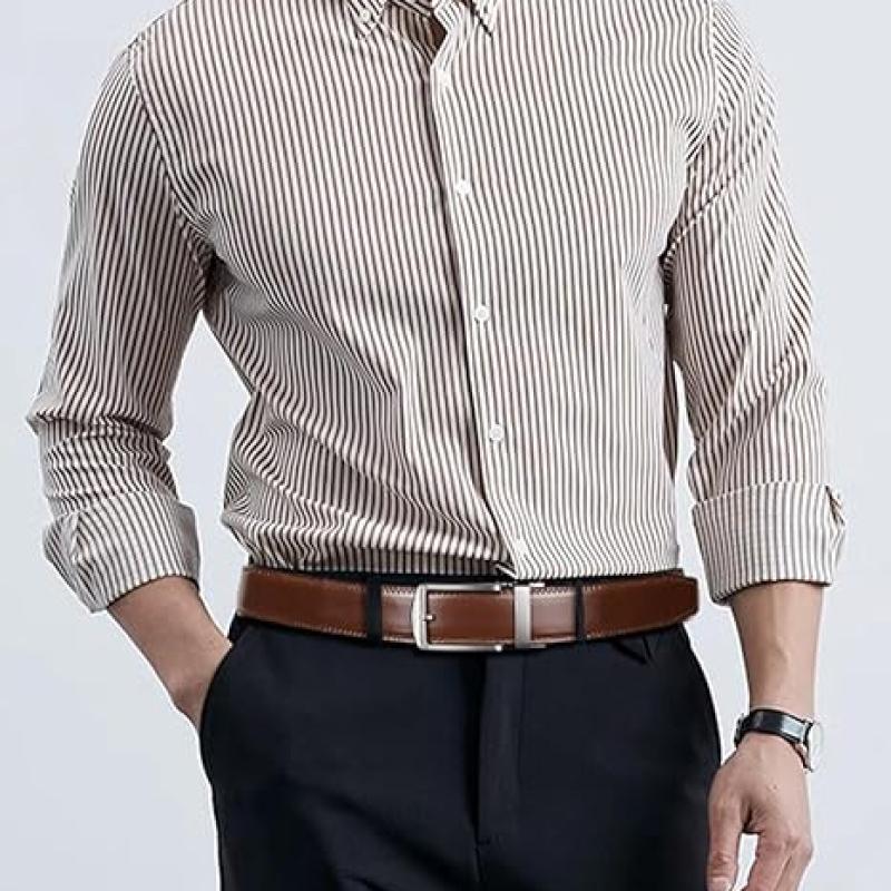 Mens Belt Leather Ratchet 1 3/8'' Belt For Men Gift Dress and Casual with Adjustable Buckle, Trim to Fit