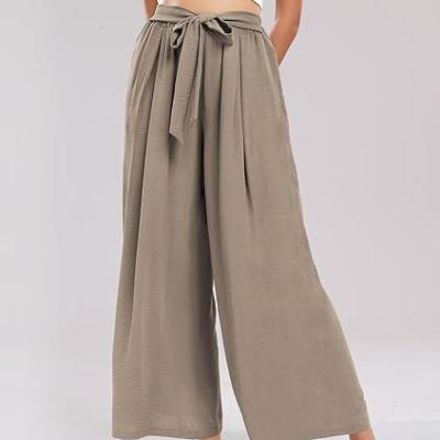 Summe Wide Leg Dress Pants for Women High Waisted Palazzo Casual Work Pants Beach Trousers with Pocket