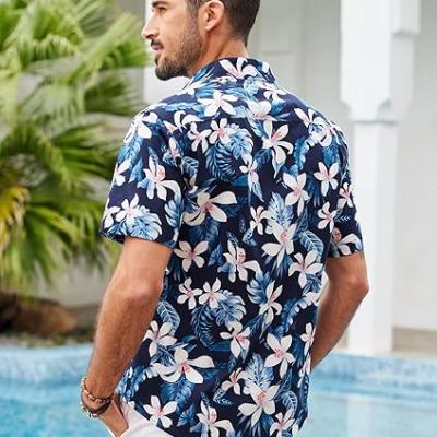Mens Hawaiian Shirts Short Sleeve Casual Button Down Tropical Beach Shirt