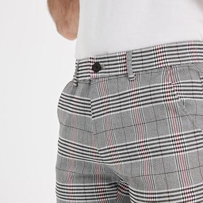 Men's Plaid Pants Skinny Dress Pants for Men Skinny Chino Pants Men