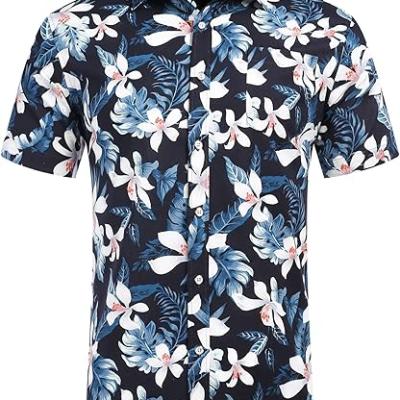 Mens Hawaiian Shirts Short Sleeve Casual Button Down Tropical Beach Shirt