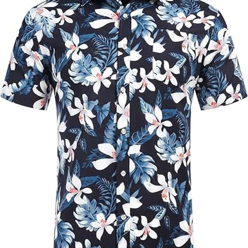 Mens Hawaiian Shirts Short Sleeve Casual Button Down Tropical Beach Shirt