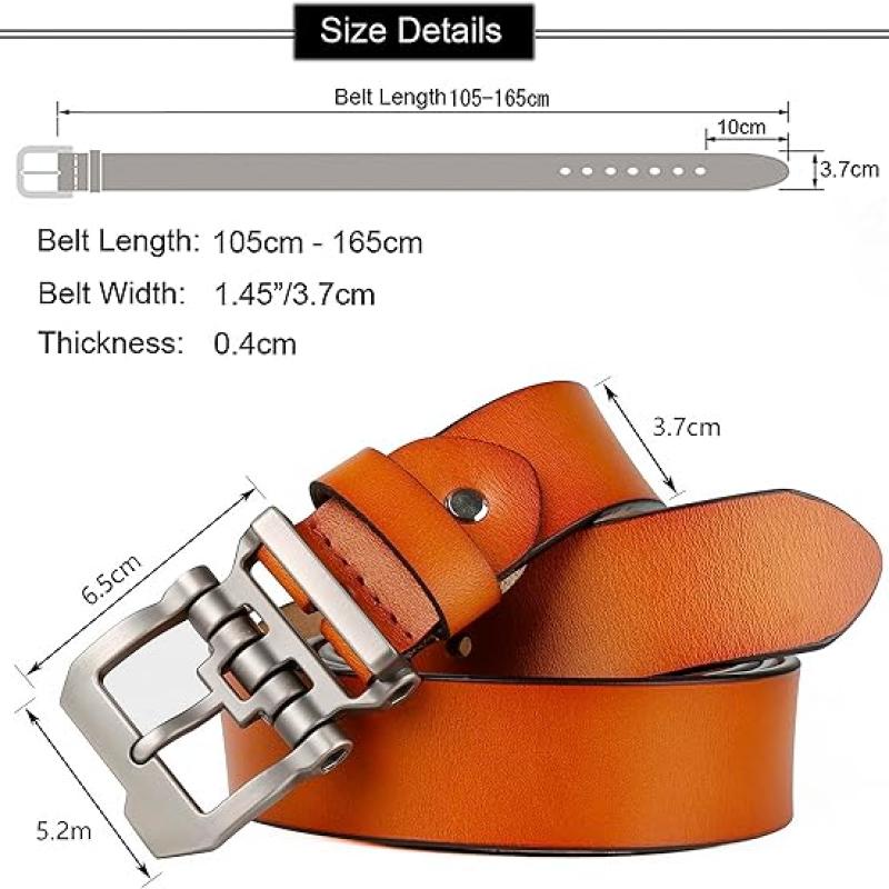 Belts for Men Big and Tall, Mens Belt Leather for Casual Jeans Dress Work All Size 28"-64" Black Brown Width