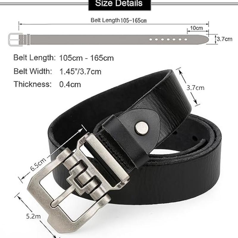 Belts for Men Big and Tall, Mens Belt Leather for Casual Jeans Dress Work All Size 28"-64" Black Brown Width