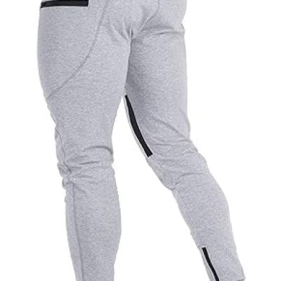 Mens Joggers Sweatpants Slim Fit Workout Training Thigh Mesh Gym Jogger Pants with Zipper Pockets