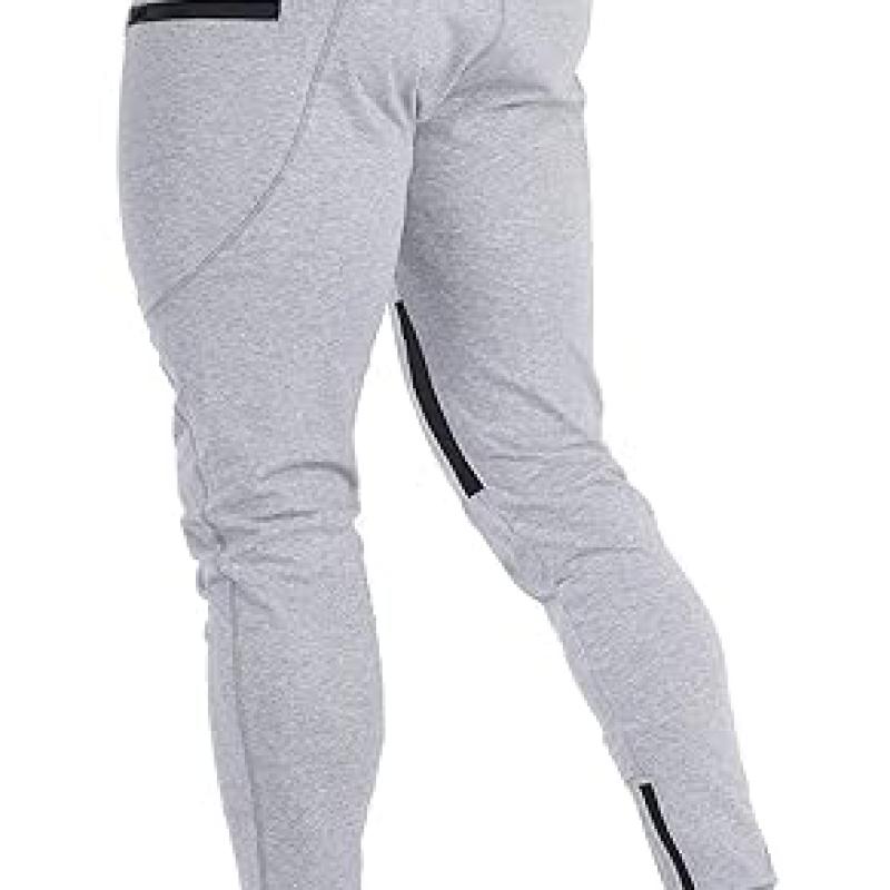 Mens Joggers Sweatpants Slim Fit Workout Training Thigh Mesh Gym Jogger Pants with Zipper Pockets
