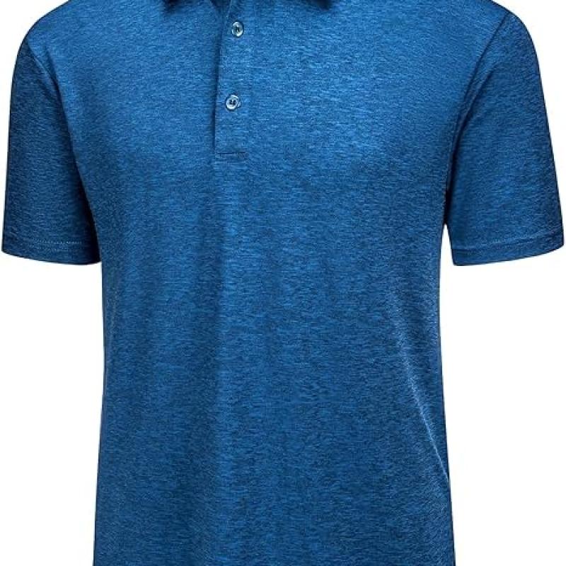 Men's Short Sleeve Polo Golf Shirts 3-Button Moisture Wicking Athletic T-Shirts Casual Collared Shirt