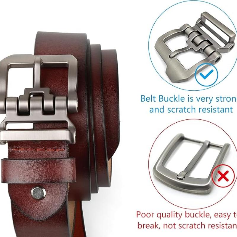 Belts for Men Big and Tall, Mens Belt Leather for Casual Jeans Dress Work All Size 28"-64" Black Brown Width