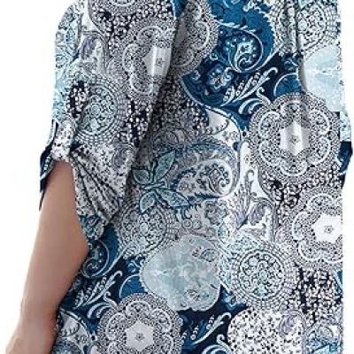 Womens Tops Dressy Casual 3/4 Sleeve Shirts Tunic Blouses Plus Size Tops for Women