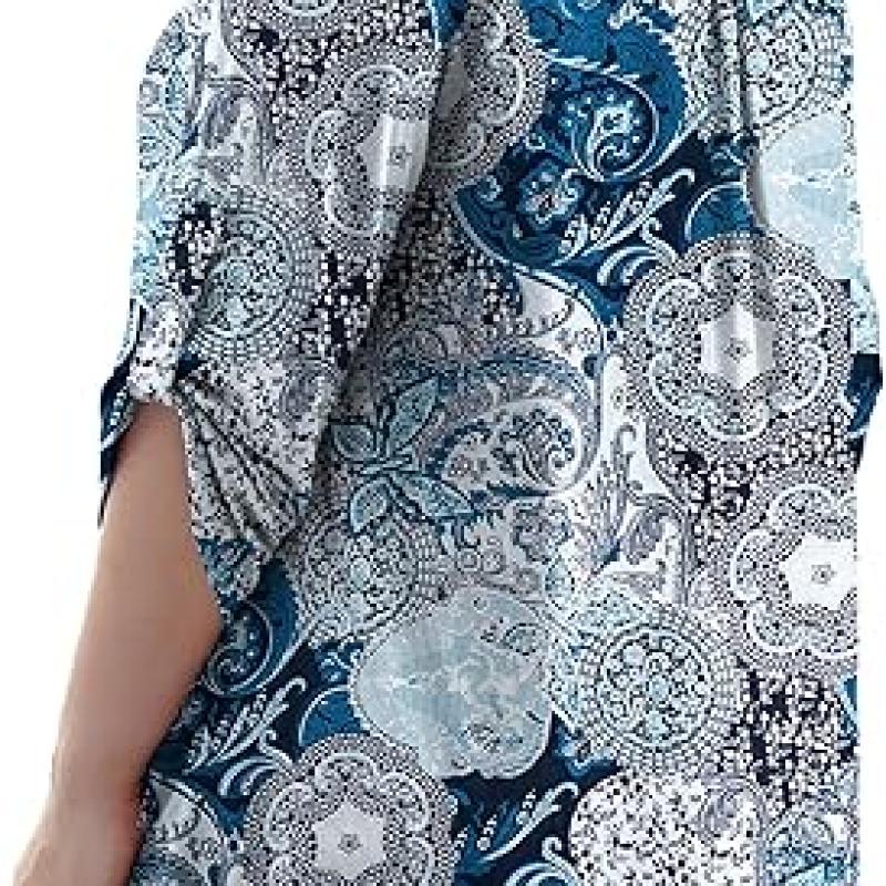 Womens Tops Dressy Casual 3/4 Sleeve Shirts Tunic Blouses Plus Size Tops for Women