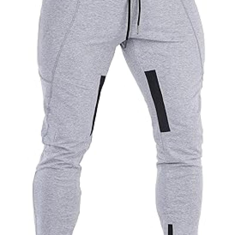 Mens Joggers Sweatpants Slim Fit Workout Training Thigh Mesh Gym Jogger Pants with Zipper Pockets