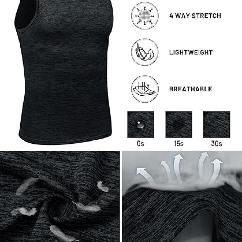 Men's Tank Tops Quick Dry Sleeveless Workout Muscle Shirt Athletic Bodybuilding Gym Performance Tee Shirts