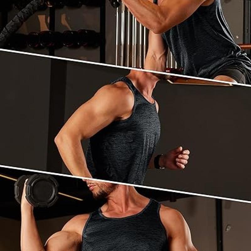 Men's Tank Tops Quick Dry Sleeveless Workout Muscle Shirt Athletic Bodybuilding Gym Performance Tee Shirts