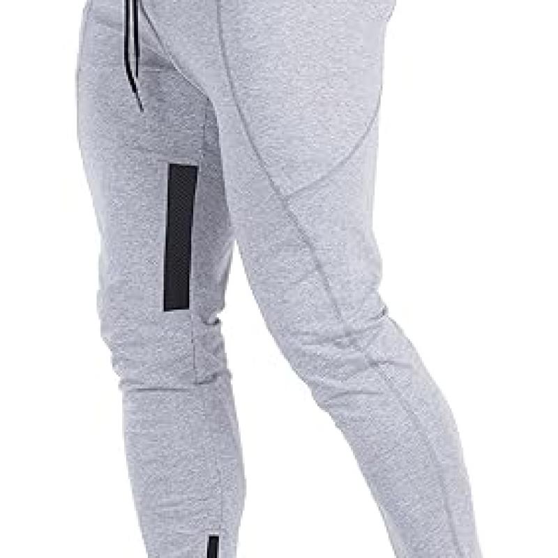 Mens Joggers Sweatpants Slim Fit Workout Training Thigh Mesh Gym Jogger Pants with Zipper Pockets