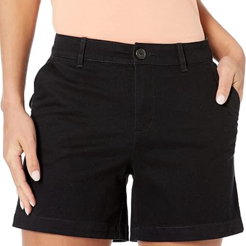 Women's Mid-Rise Slim-Fit 5 Inch Inseam Khaki Short (Available in Straight and Curvy Fits)