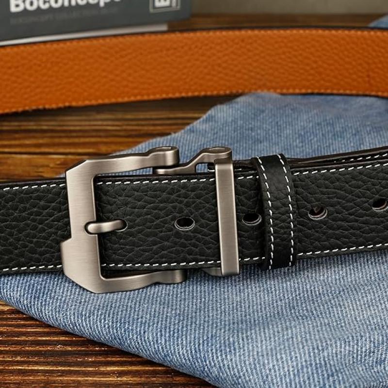 Belts for Men Big and Tall, Mens Belt Leather for Casual Jeans Dress Work All Size 28"-64" Black Brown Width