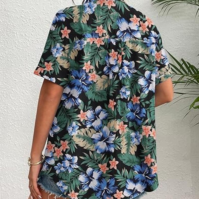 Womens Button Down Linen Shirt Short Sleeve Cotton Blouse Summer Casual Loose Fit Beach Tops