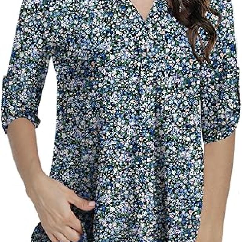 Womens Tops Dressy Casual 3/4 Sleeve Shirts Tunic Blouses Plus Size Tops for Women